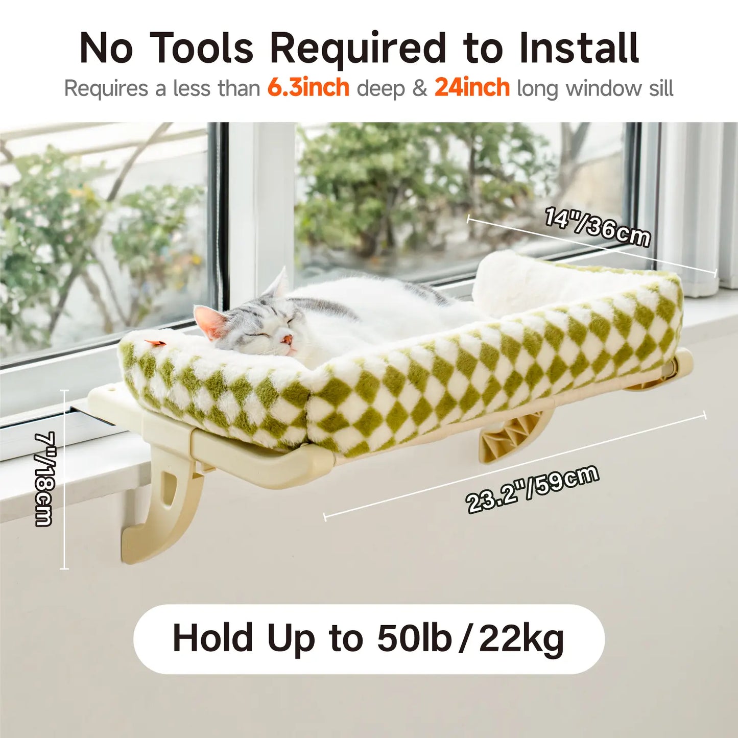 MEWOOFUN Cat Window Perch, Window Sill Mount Cat Hammock for Indoor Cats, Adustable Hammock with Removable Covers For Cat Bed Attach To Bedside