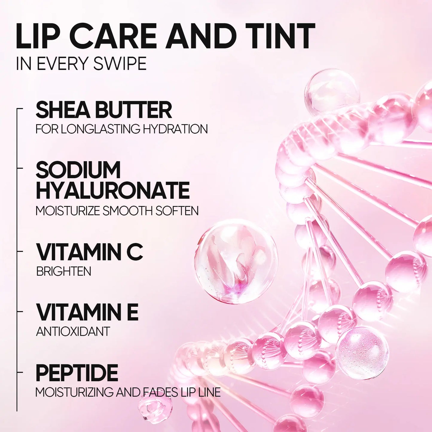 JUXEK Glass Lip Serum with Hyaluronic Acid & Peptide, Hydrating Plumping Lip Treatment for Soft Glossy Lips, Korean Beauty Moisture Balm with Cooling Metal Roller Applicator