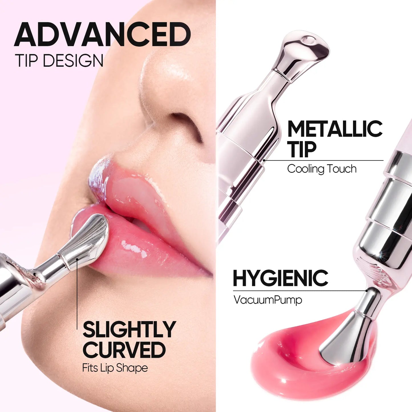 JUXEK Glass Lip Serum with Hyaluronic Acid & Peptide, Hydrating Plumping Lip Treatment for Soft Glossy Lips, Korean Beauty Moisture Balm with Cooling Metal Roller Applicator